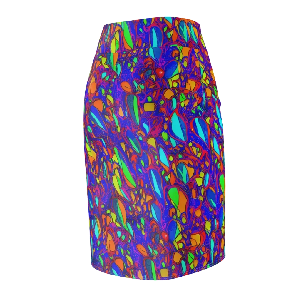 Digital Coral on Pencil Skirt — Back Side