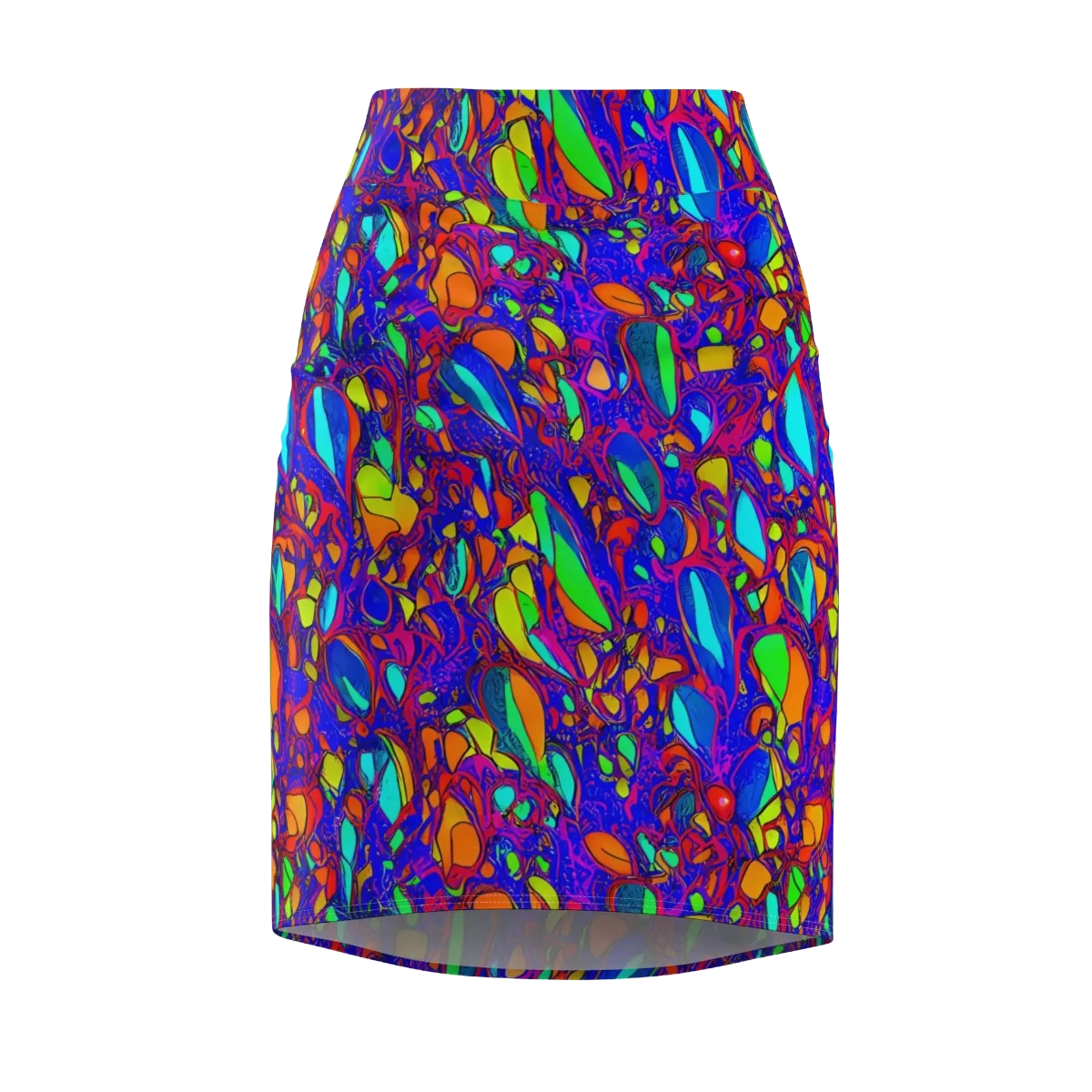 Digital Coral on Pencil Skirt — Front