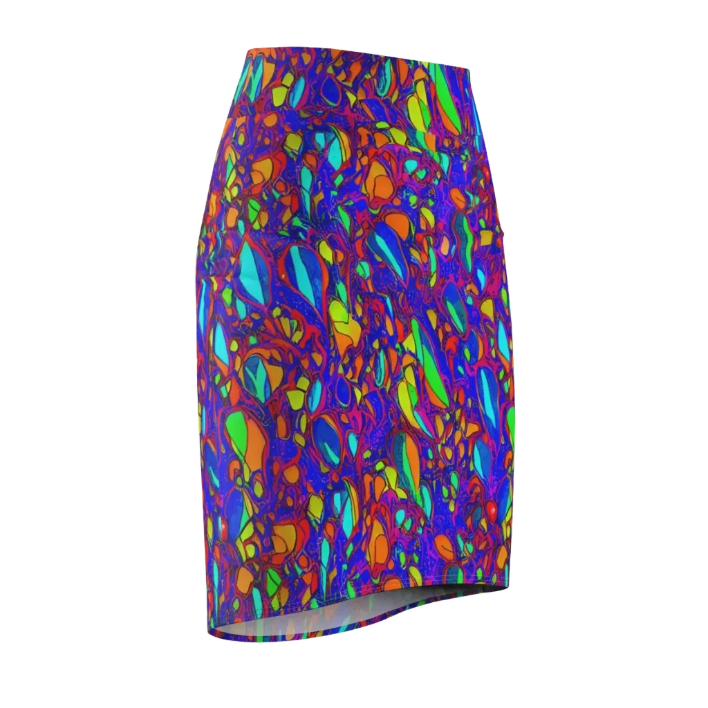 Digital Coral on Pencil Skirt — Front Side