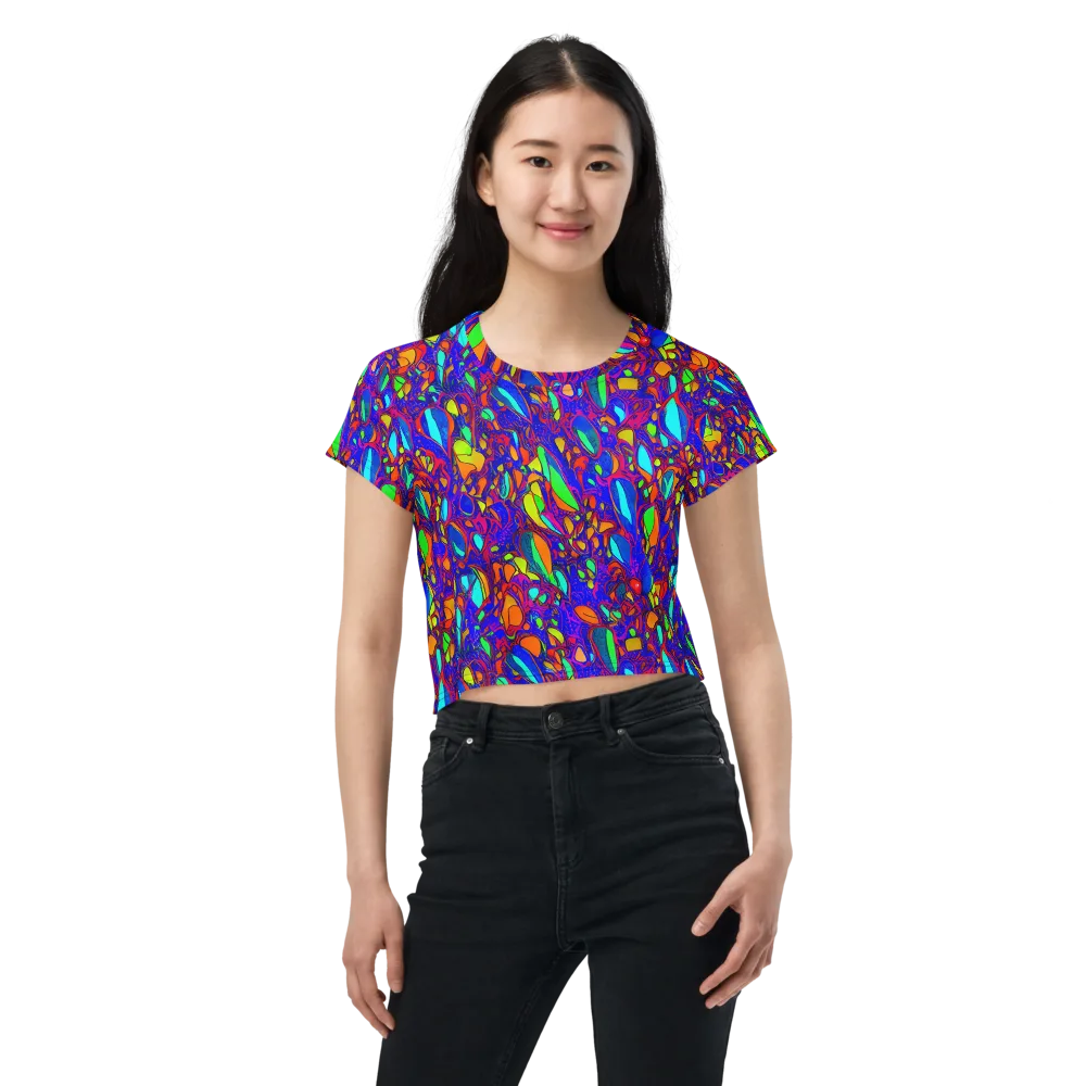 Digital Coral on Crop Tee — Front