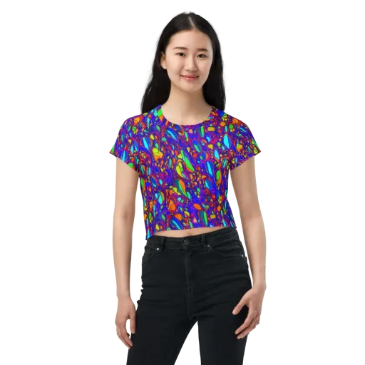Digital Coral on a Crop Tee
