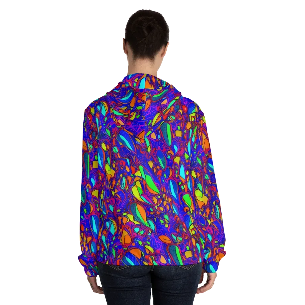 Digital Coral on Women's Full-Zip Hoodie — Back On Person
