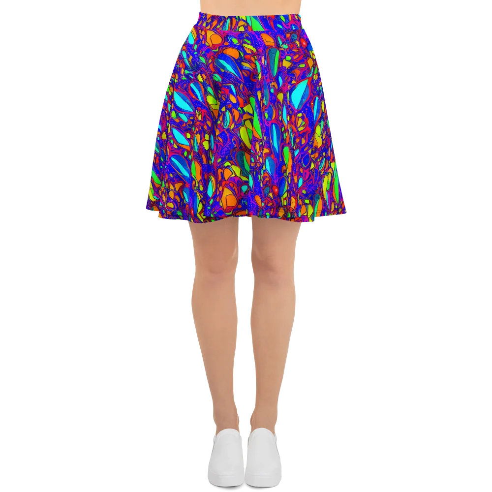 Digital Coral on Skater Skirt — Front