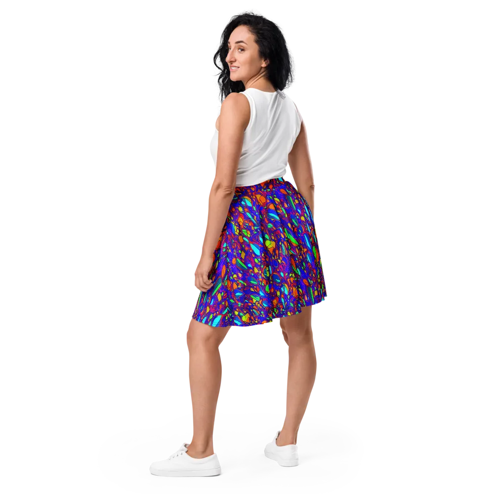 Digital Coral on Skater Skirt — Back