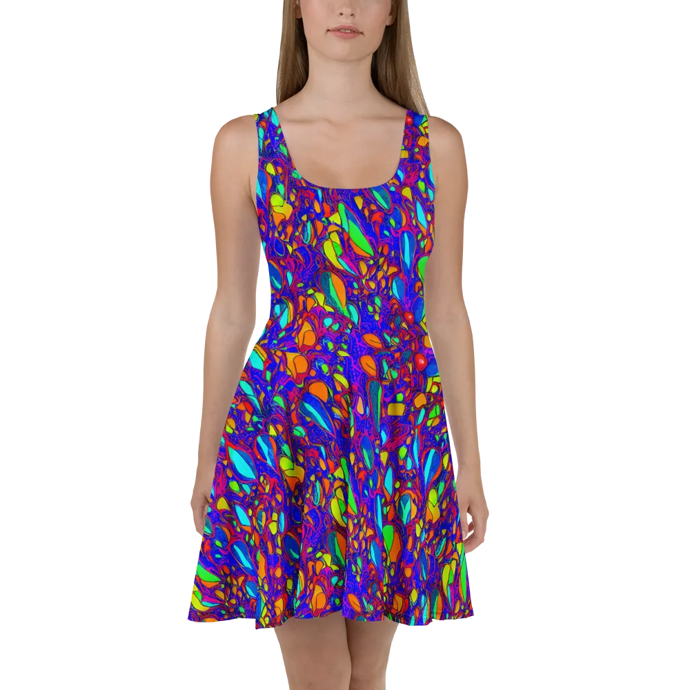 Digital Coral on Skater Dress — Front