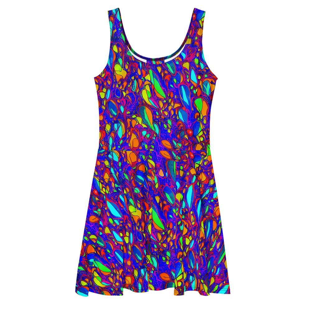 Digital Coral on Skater Dress — Front