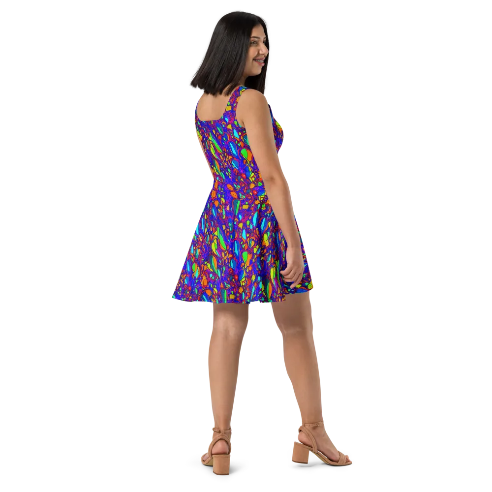 Digital Coral on Skater Dress — Right