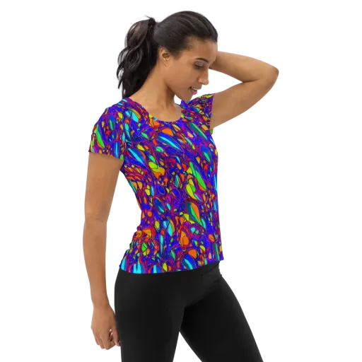 Digital Coral on a Women's Athletic T-Shirt