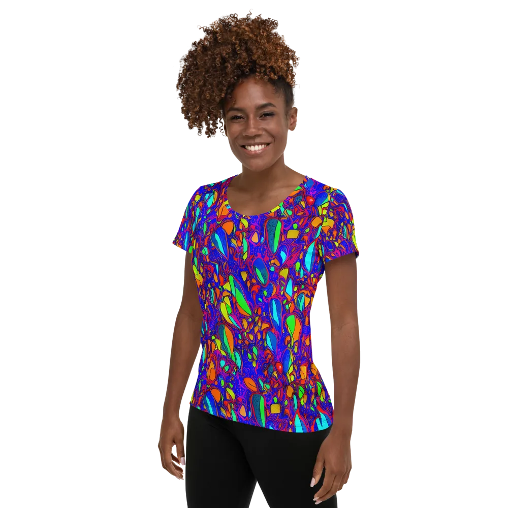 Digital Coral on Women's Athletic T-Shirt — Left