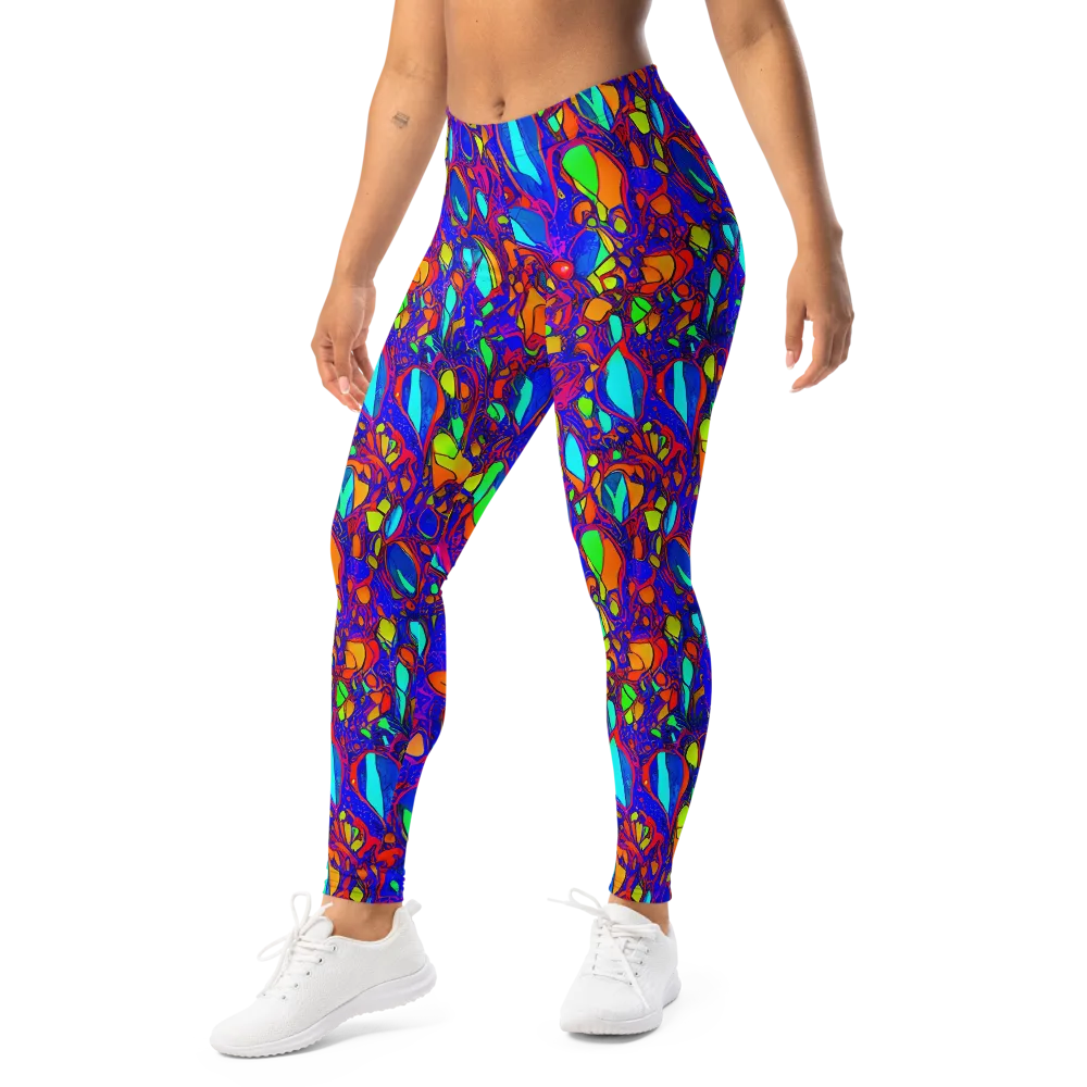 Digital Coral on Leggings — Left Front