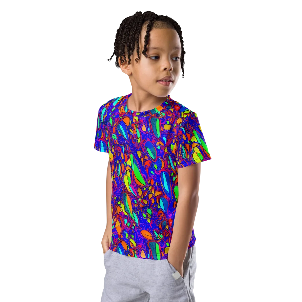 Digital Coral on Kids Crew Neck T-Shirt — Left Front