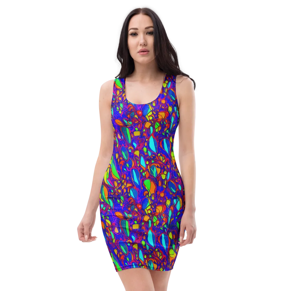 Digital Coral on Bodycon Dress — Front