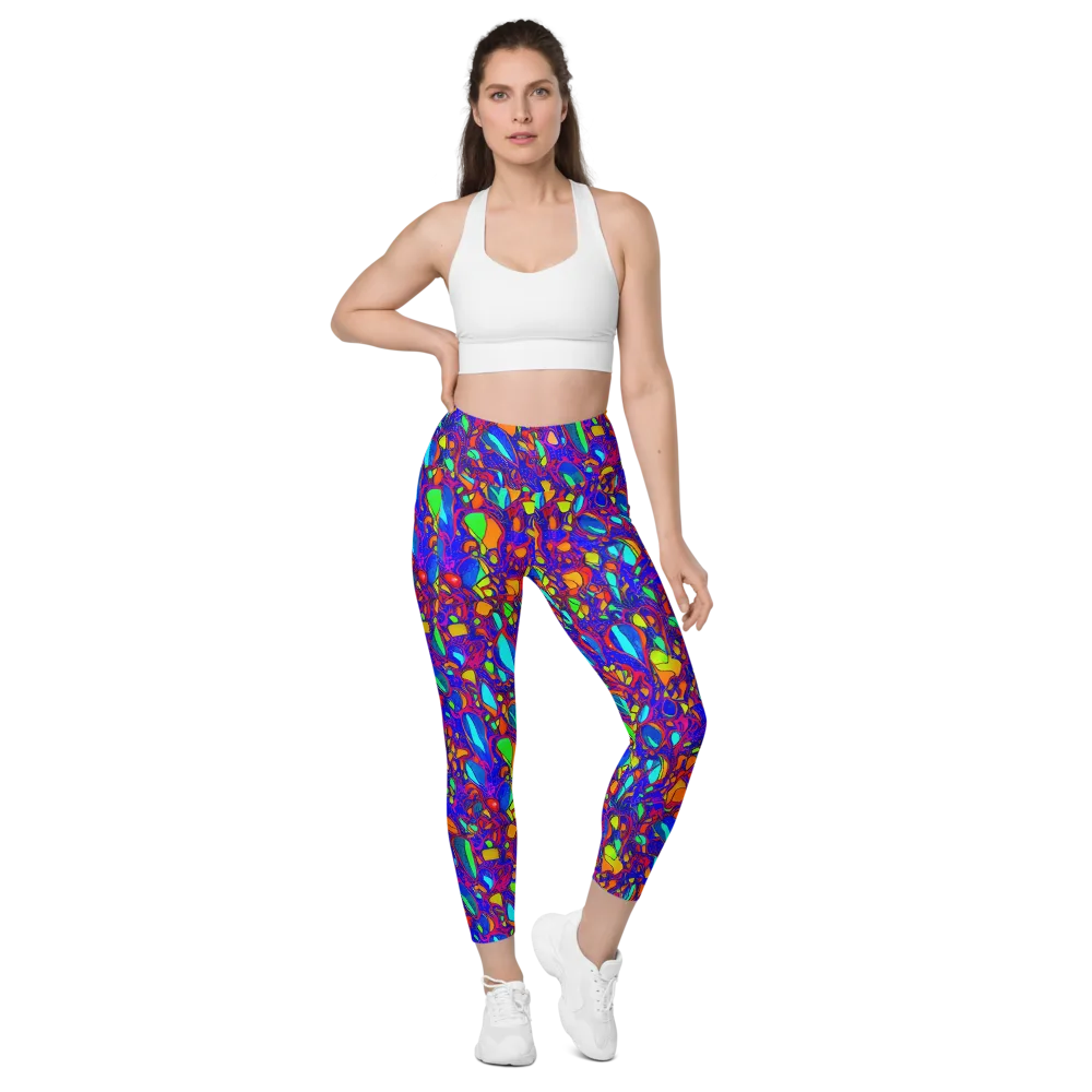 Digital Coral on Leggings with Pockets — Front