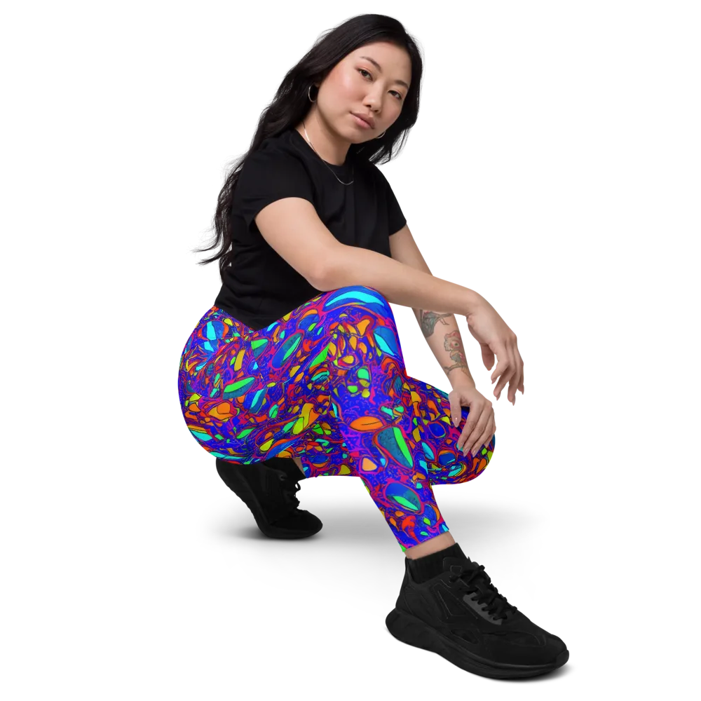 Digital Coral on Leggings with Pockets — Right Front