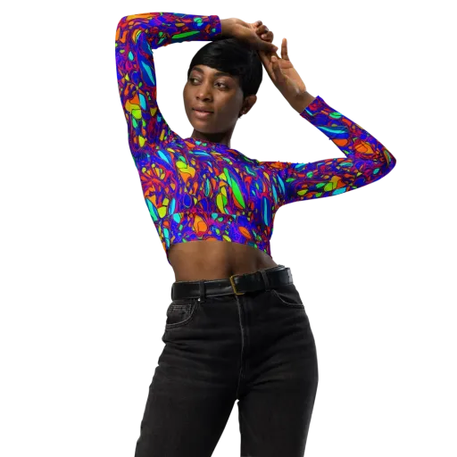 Digital Coral on a Long Sleeve Crop Top