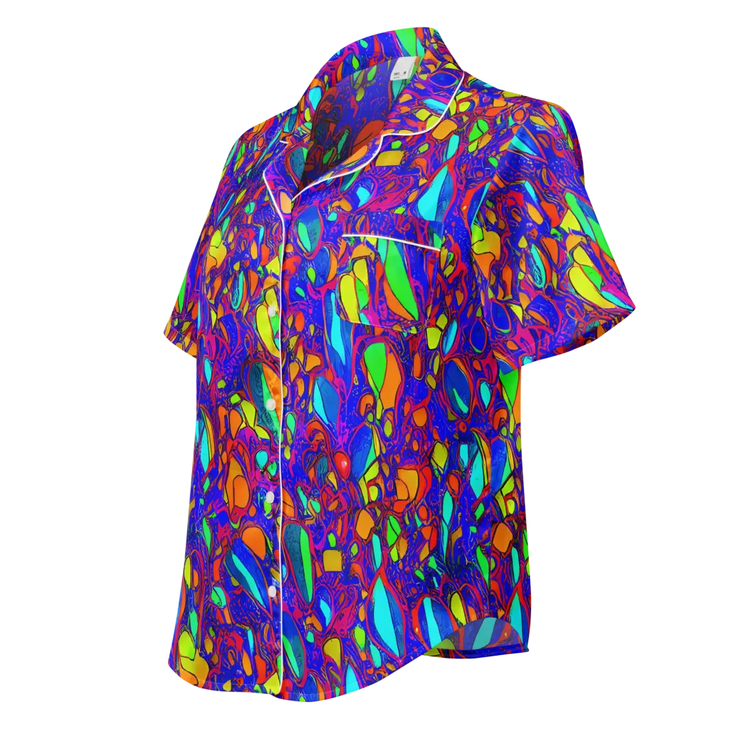 Digital Coral on Women's Short Sleeve Pajama Top — Left Front