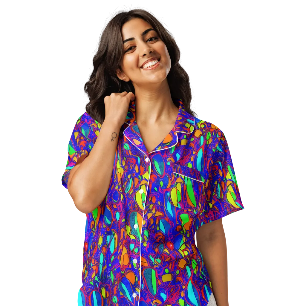 Digital Coral on Women's Short Sleeve Pajama Top — Front