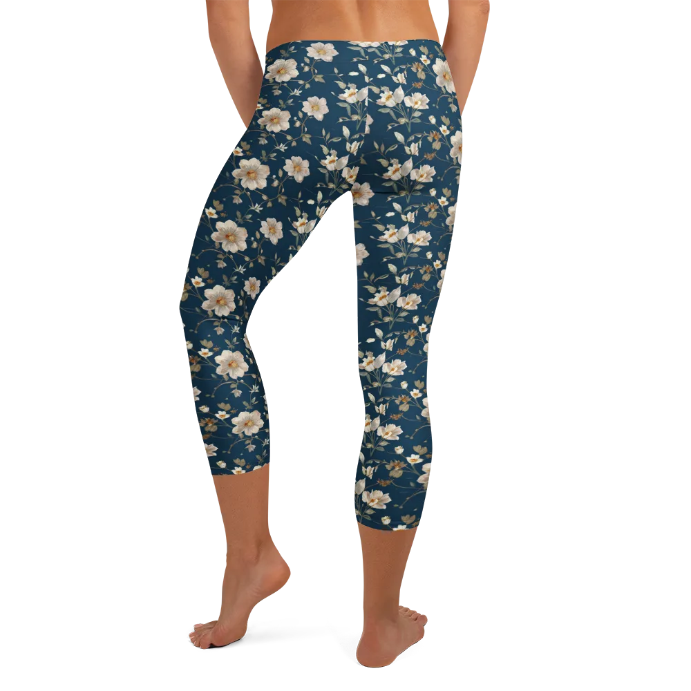 Navy Garden Reverie on Capri Leggings — Back