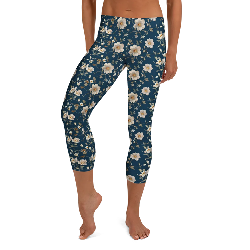 Navy Garden Reverie on Capri Leggings — Front