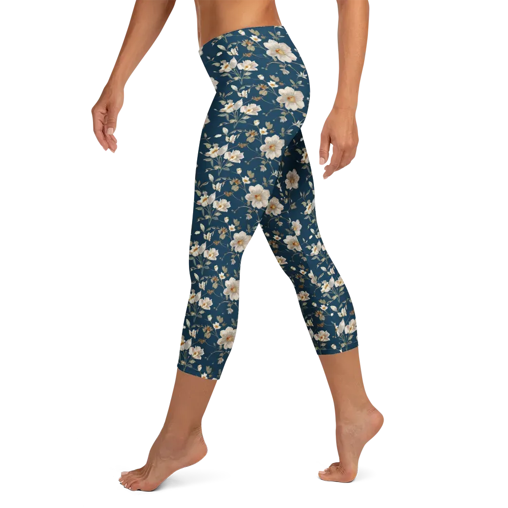 Navy Garden Reverie on Capri Leggings — Left