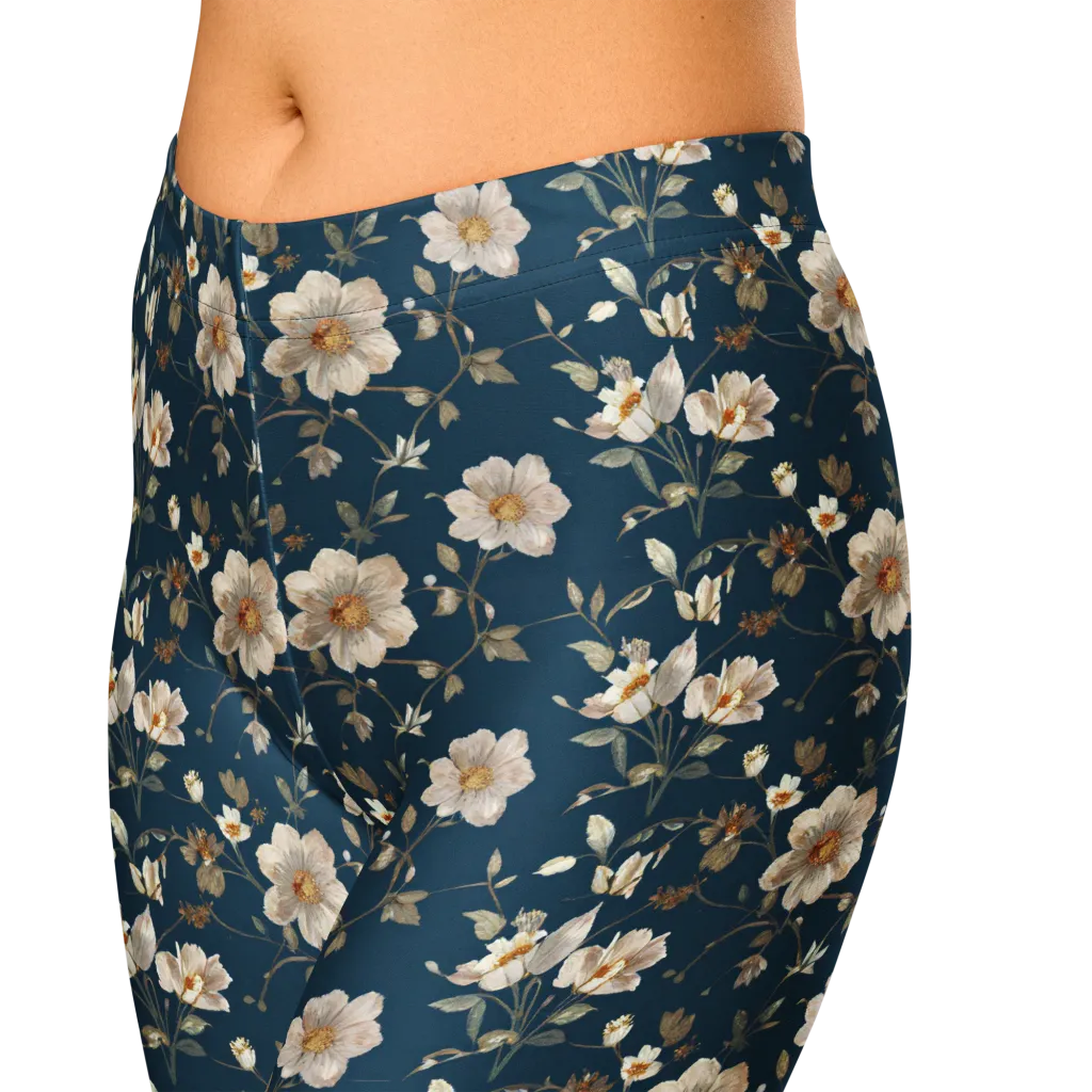 Navy Garden Reverie on Capri Leggings — Zoomed-in