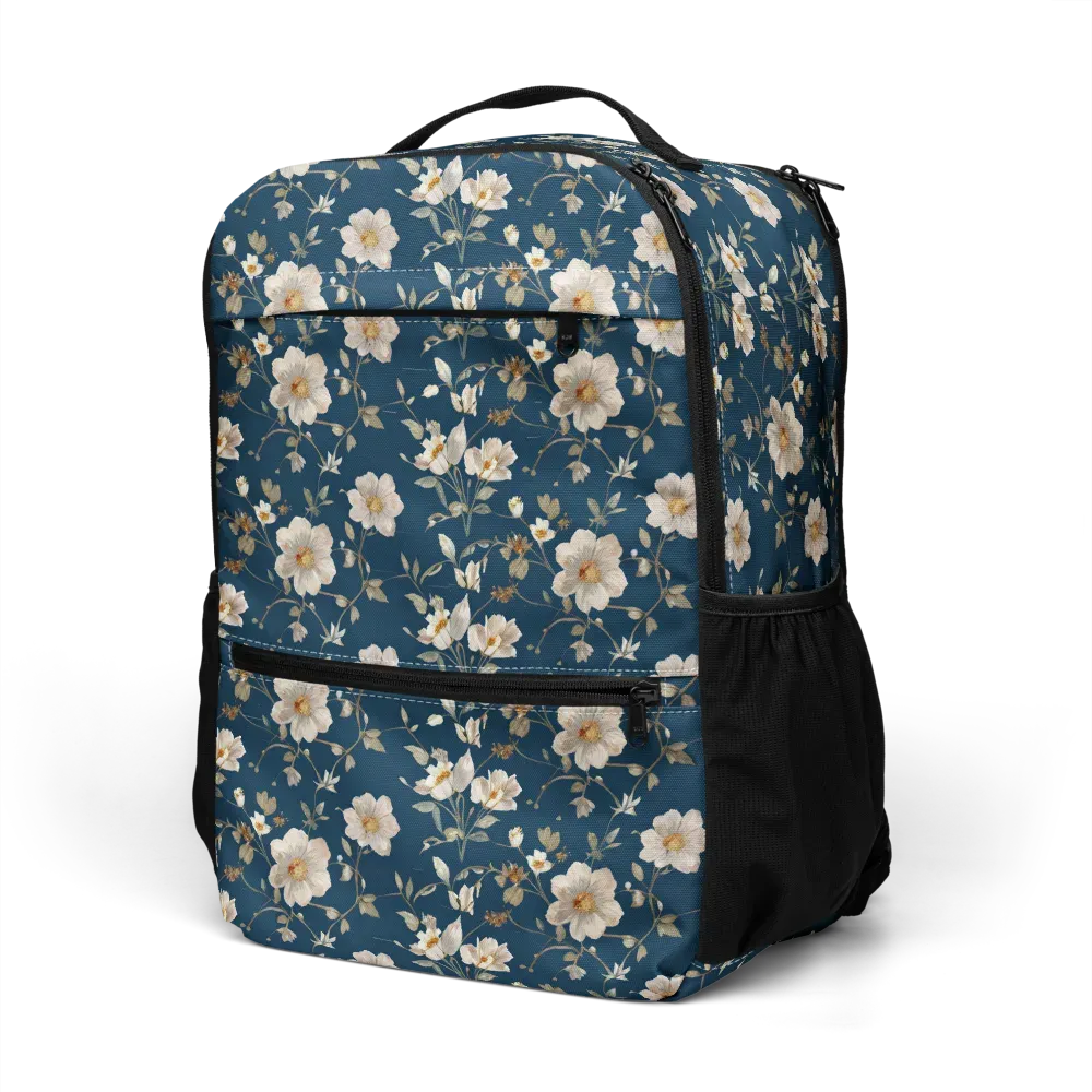 Navy Garden Reverie on Utility Backpack — Left Front