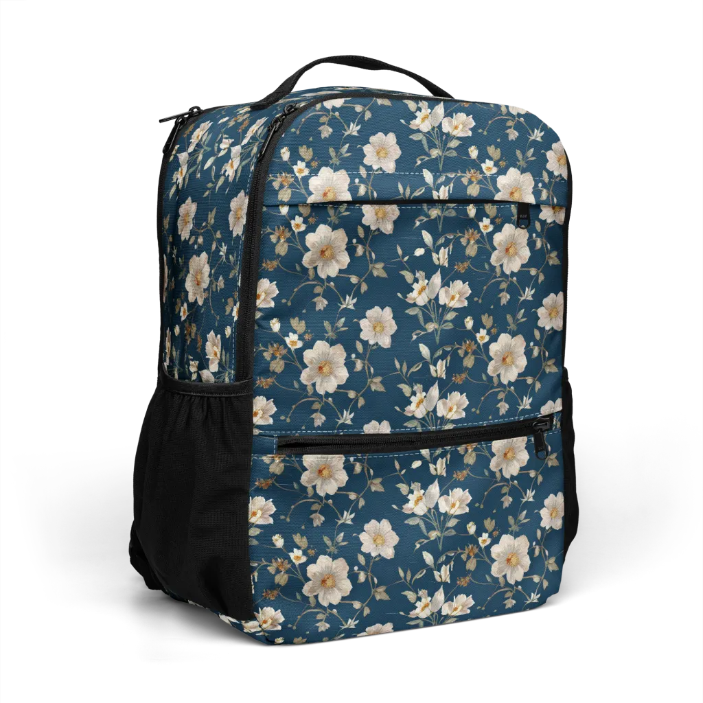Navy Garden Reverie on Utility Backpack — Right Front