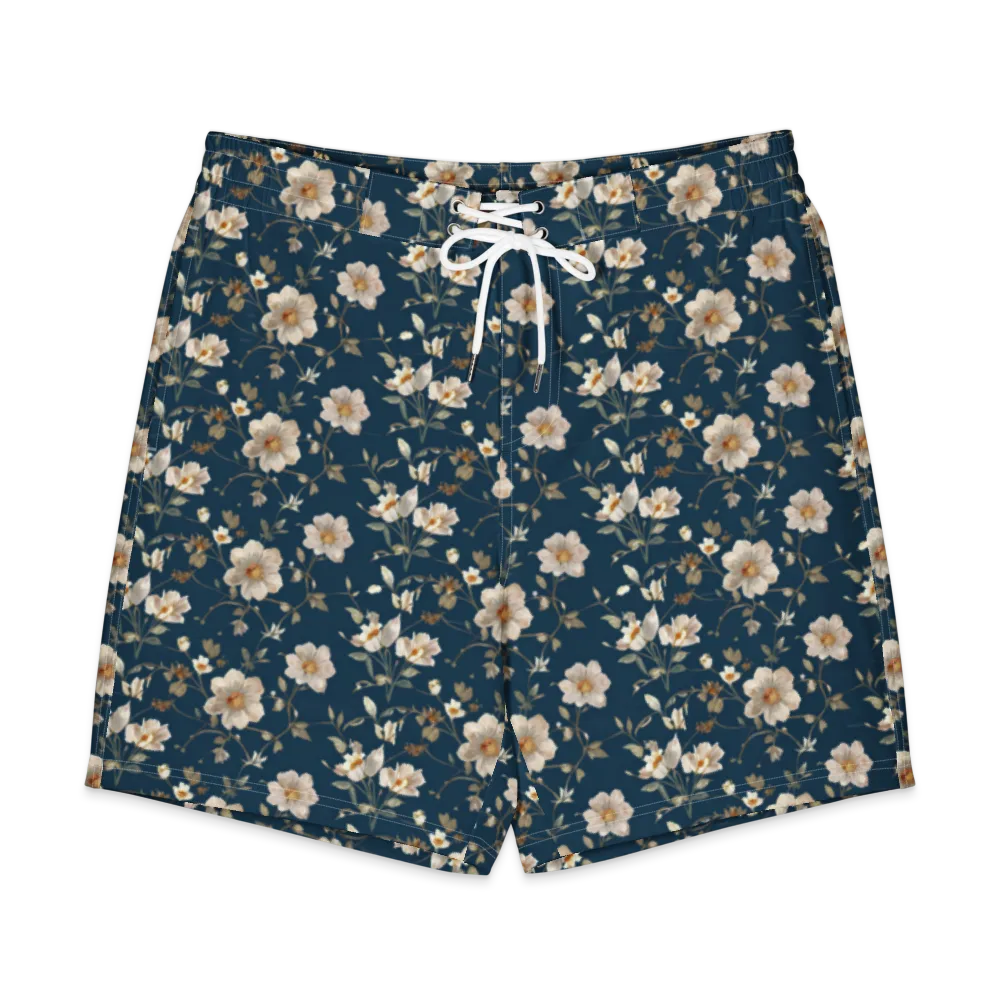 Navy Garden Reverie on Men's Board Shorts — Front