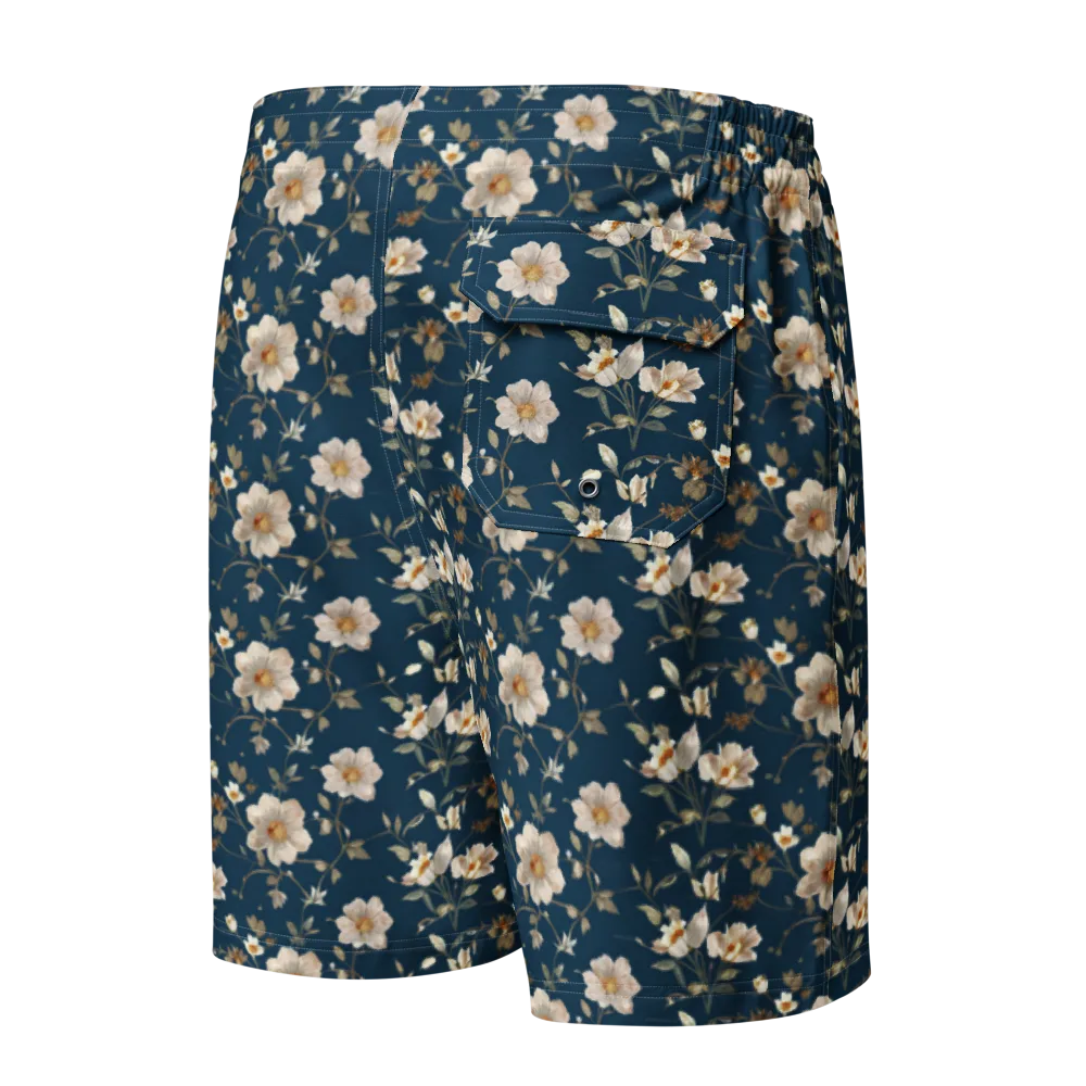 Navy Garden Reverie on Men's Board Shorts — Back