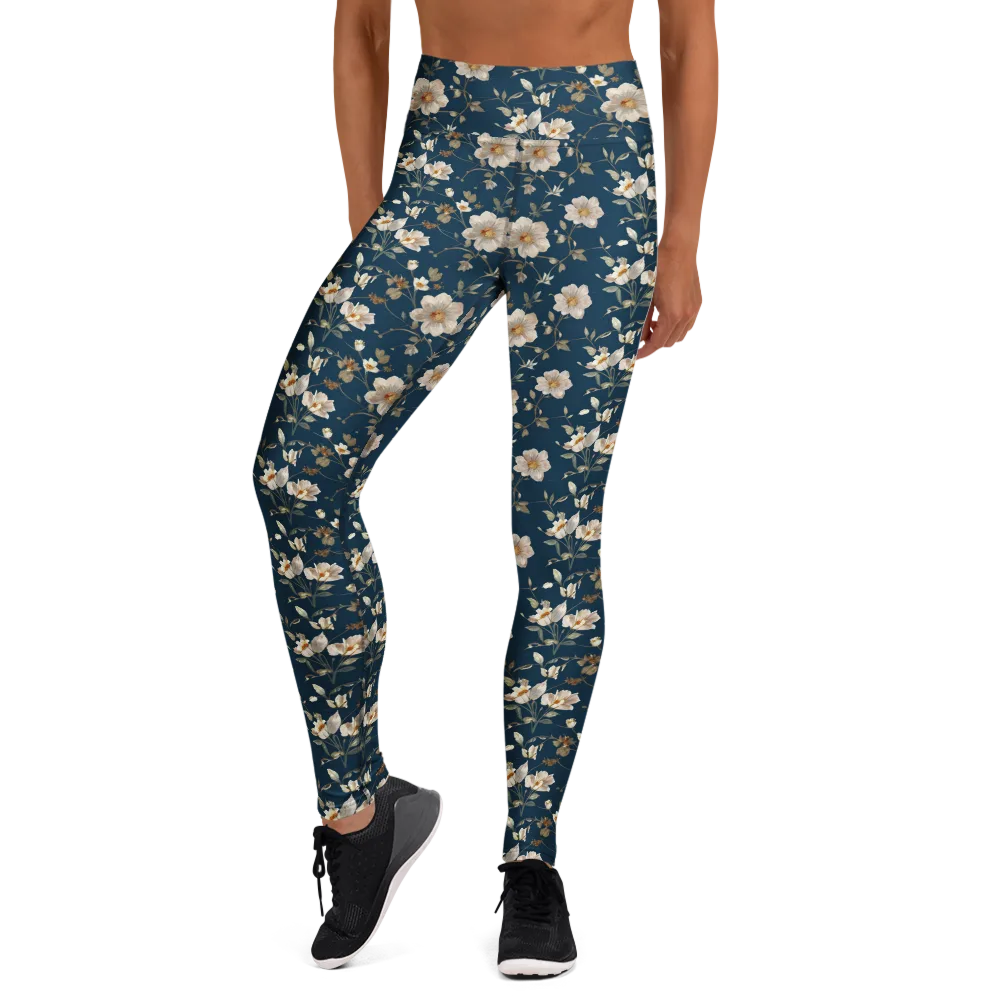 Navy Garden Reverie on Yoga Leggings — Front