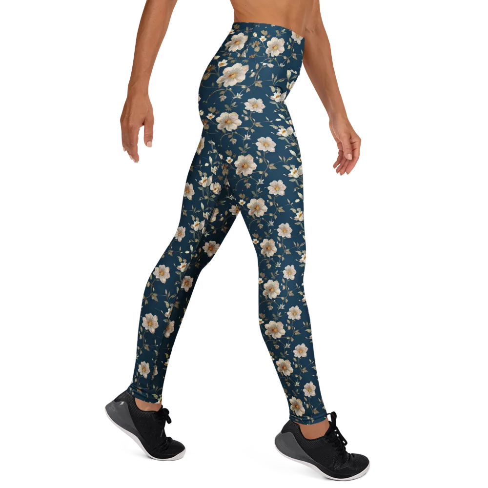Navy Garden Reverie on Yoga Leggings — Right