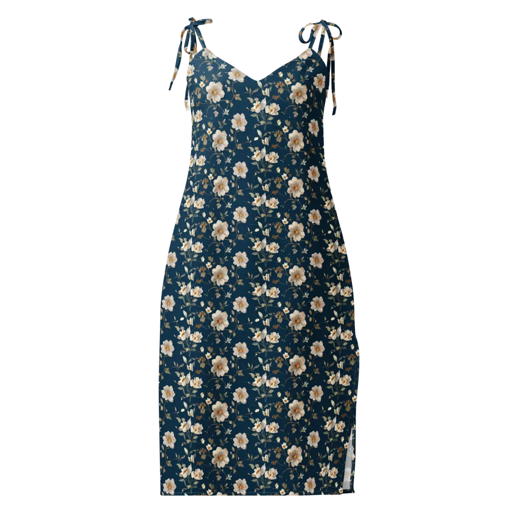 Navy Garden Reverie on Slip Dress — Front