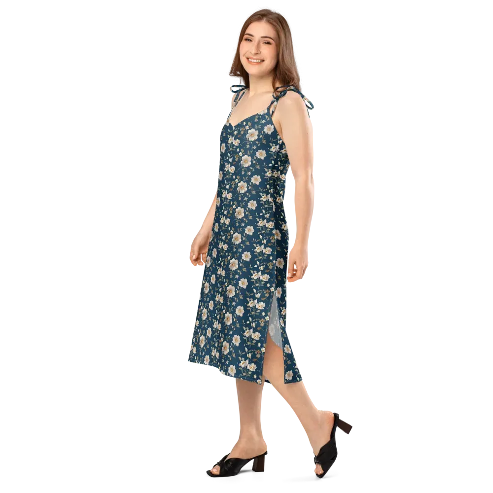 Navy Garden Reverie on Slip Dress — Left Front