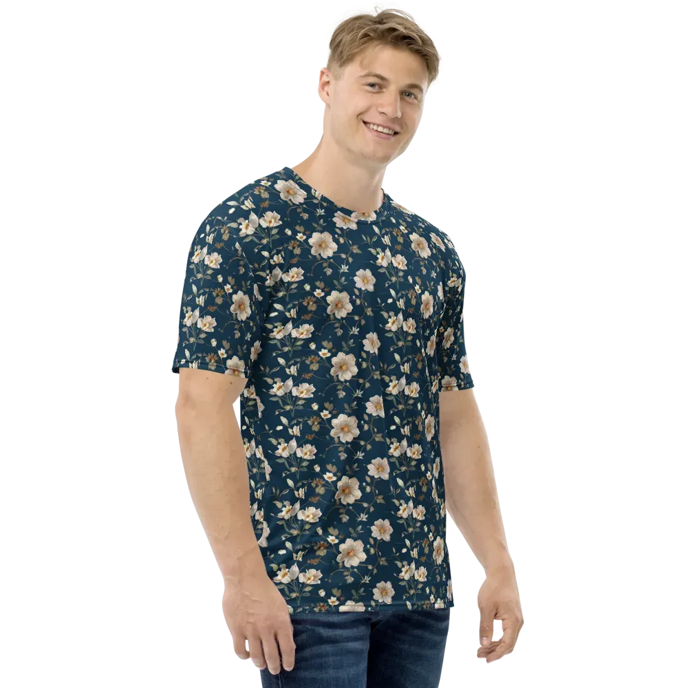 Navy Garden Reverie on Men's Crew Neck T-Shirt — Right