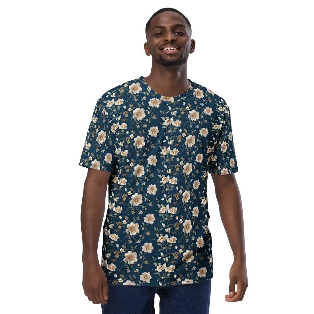 Navy Garden Reverie on Men's Crew Neck T-Shirt — Front