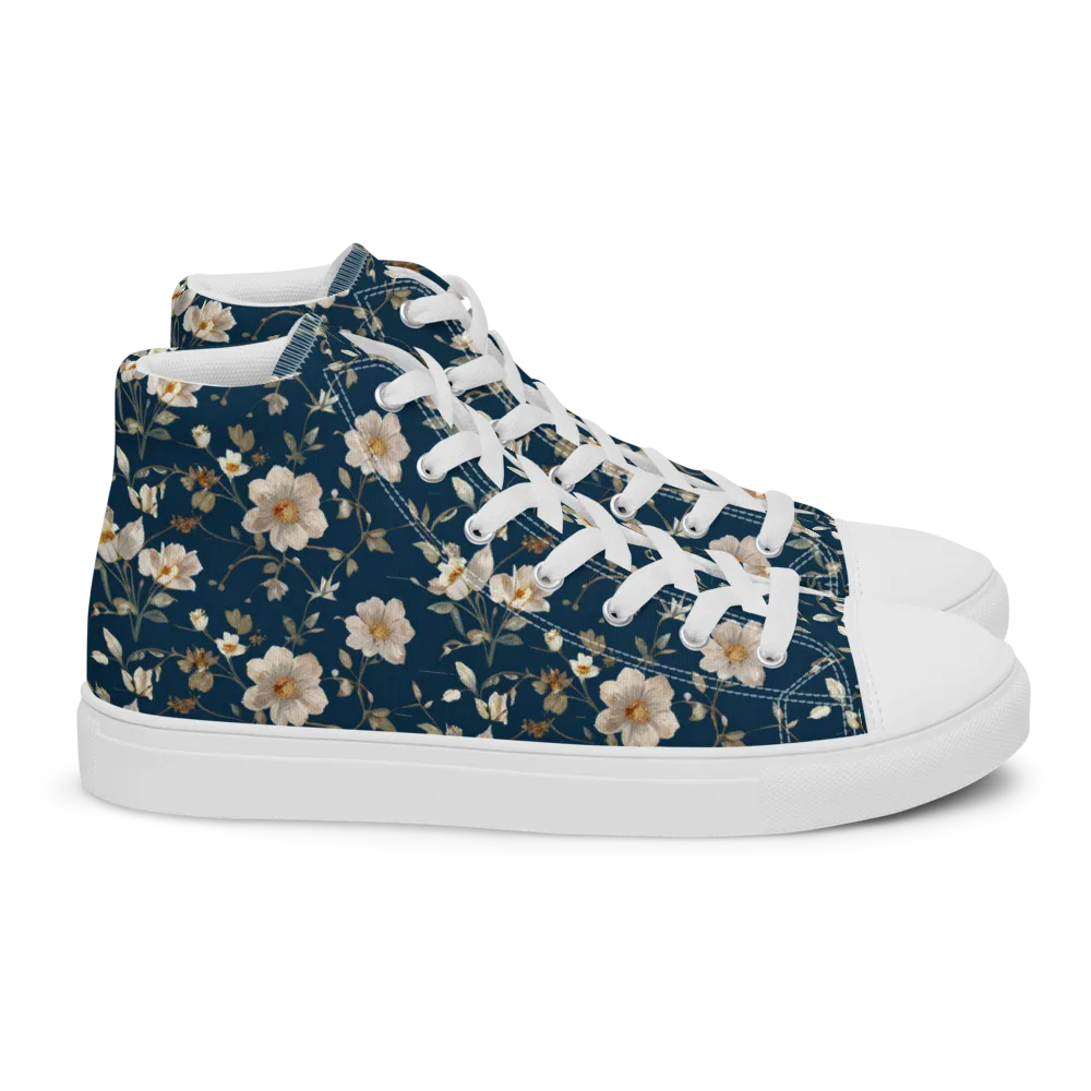Navy Garden Reverie on Women's High Top Canvas Shoes — Right