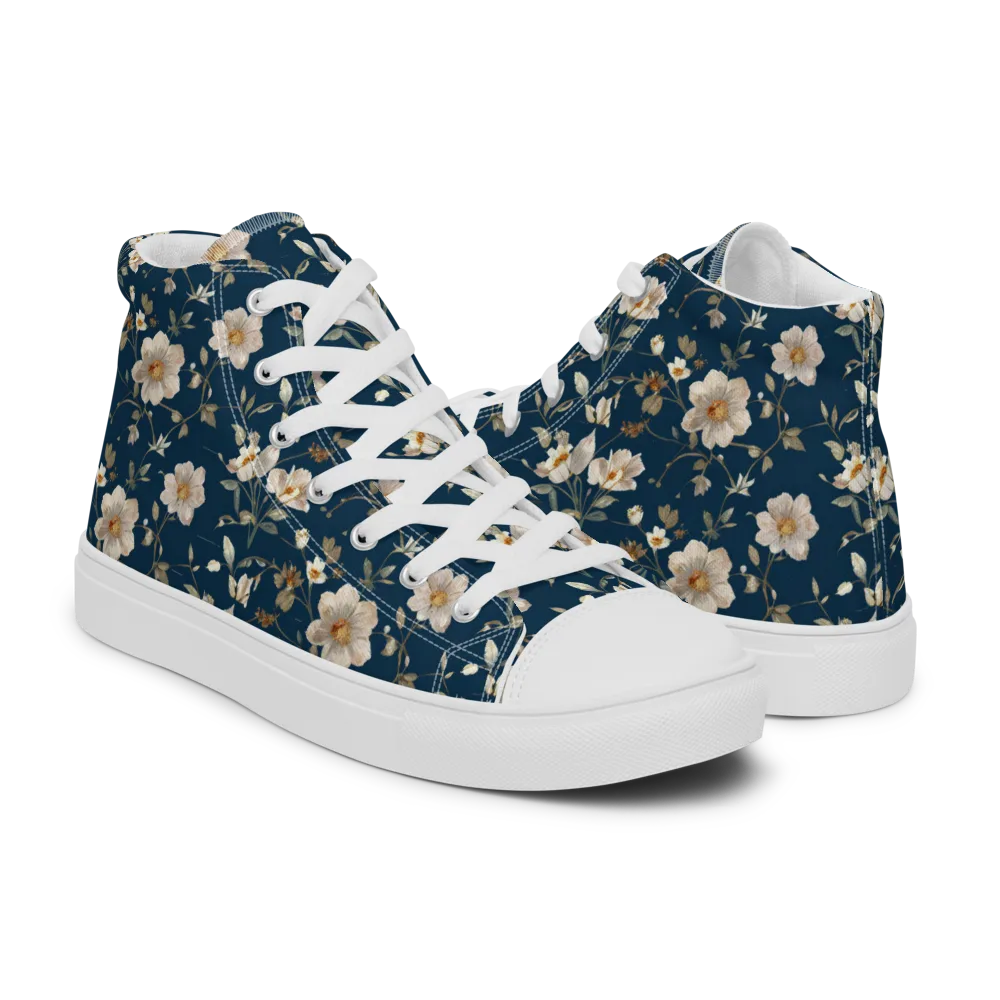 Navy Garden Reverie on Women's High Top Canvas Shoes — Right