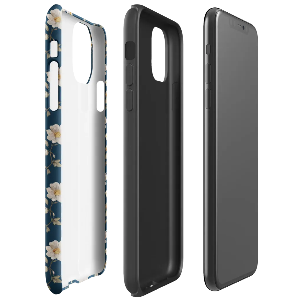 Navy Garden Reverie on Tough Case for iPhone® — Right