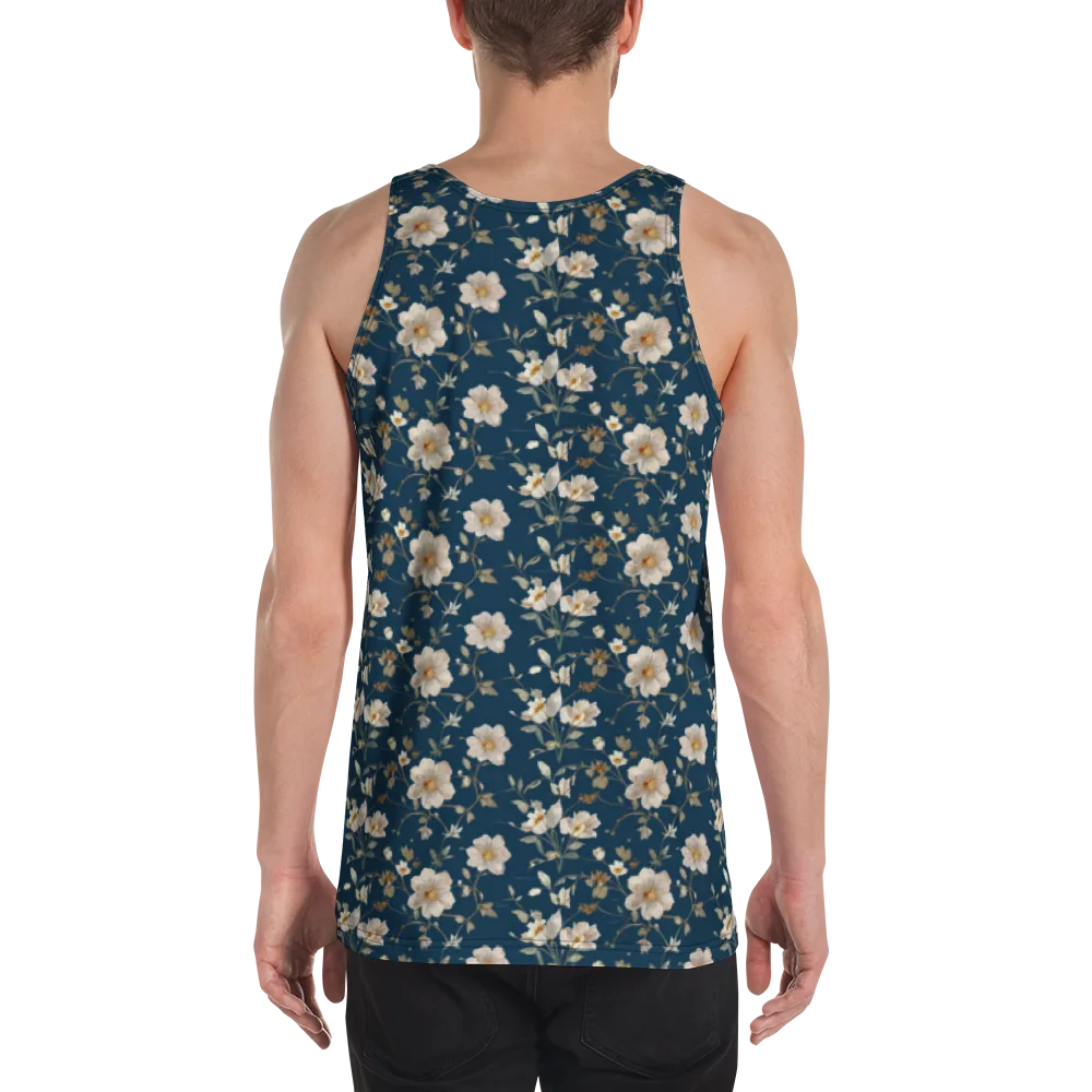 Navy Garden Reverie on Men's Tank Top — Back