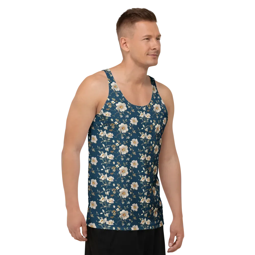 Navy Garden Reverie on Men's Tank Top — Right Front