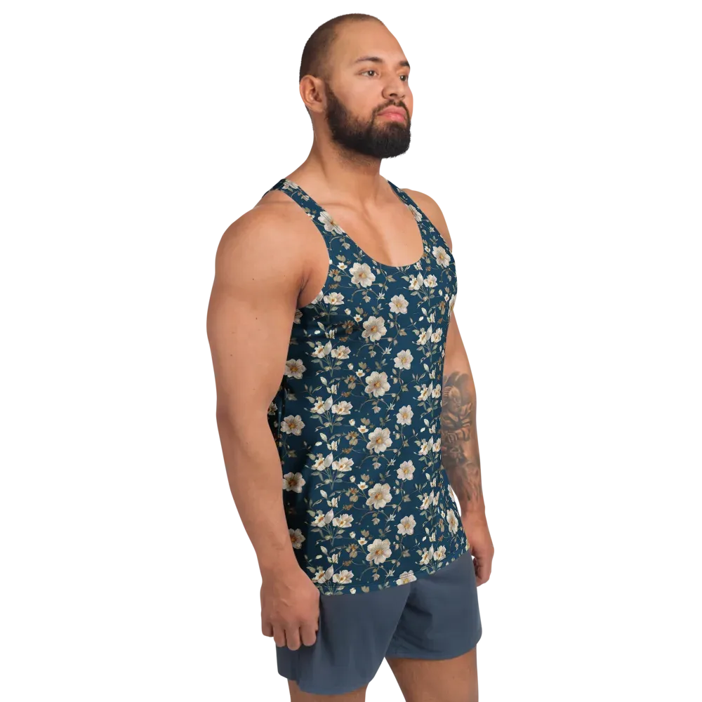 Navy Garden Reverie on Men's Tank Top — Right Front