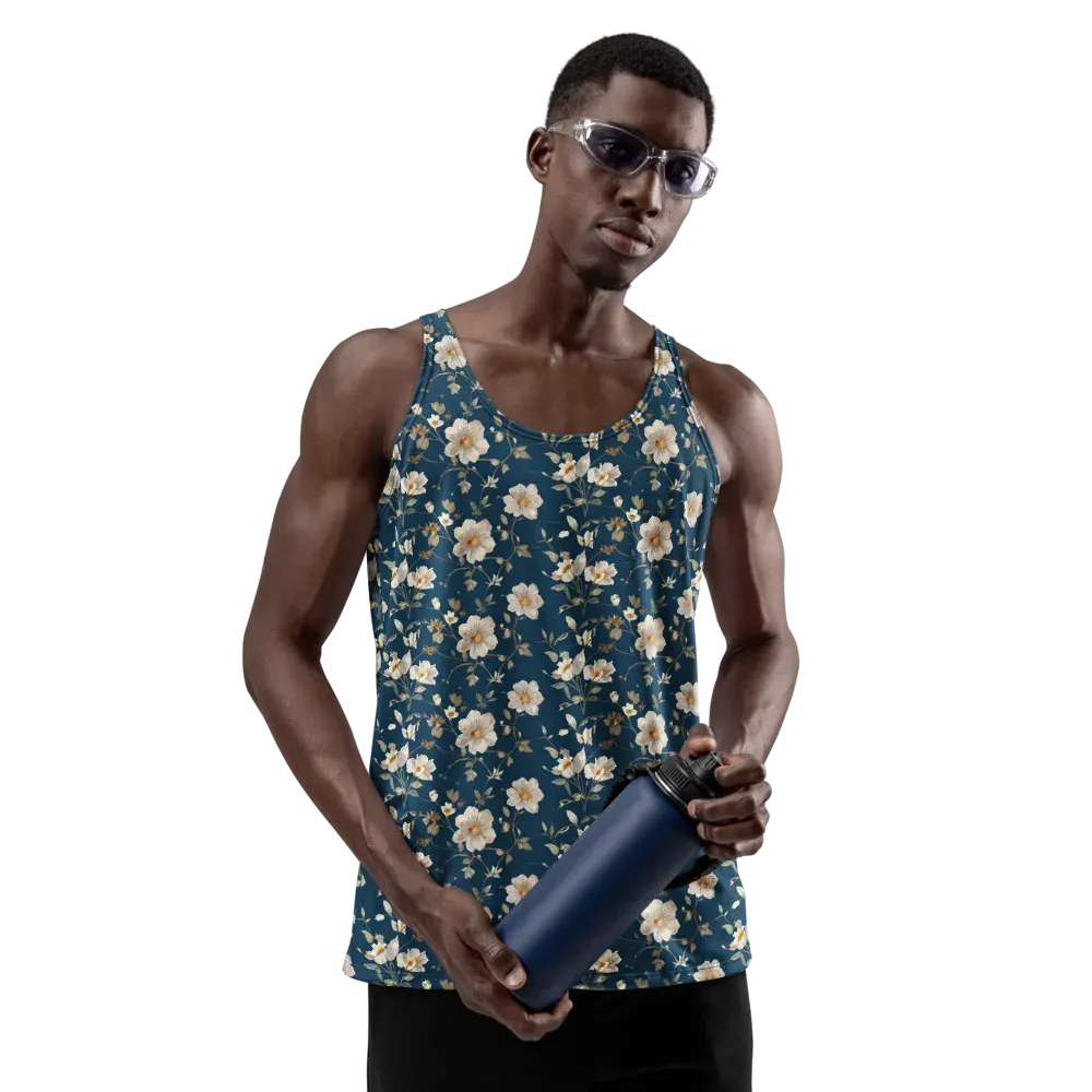 Navy Garden Reverie on Men's Tank Top — Front