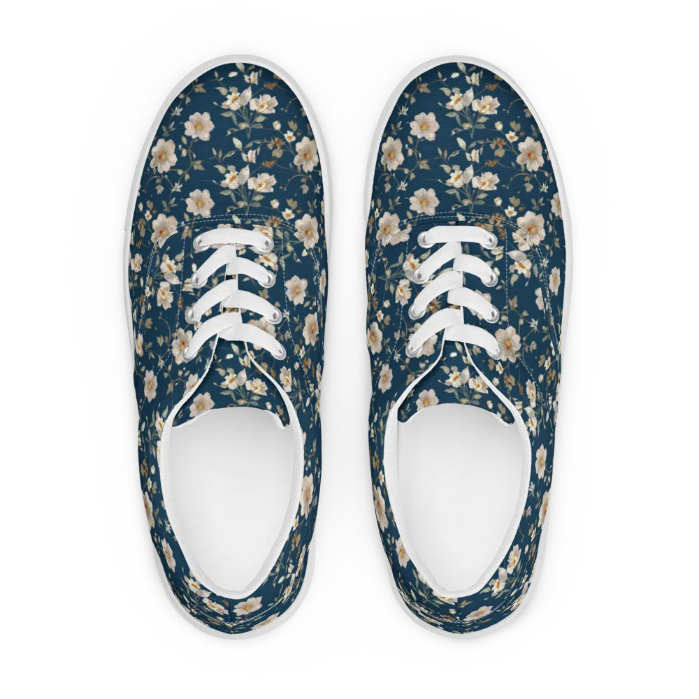 Navy Garden Reverie on Men's Lace-Up Canvas Shoes — Front