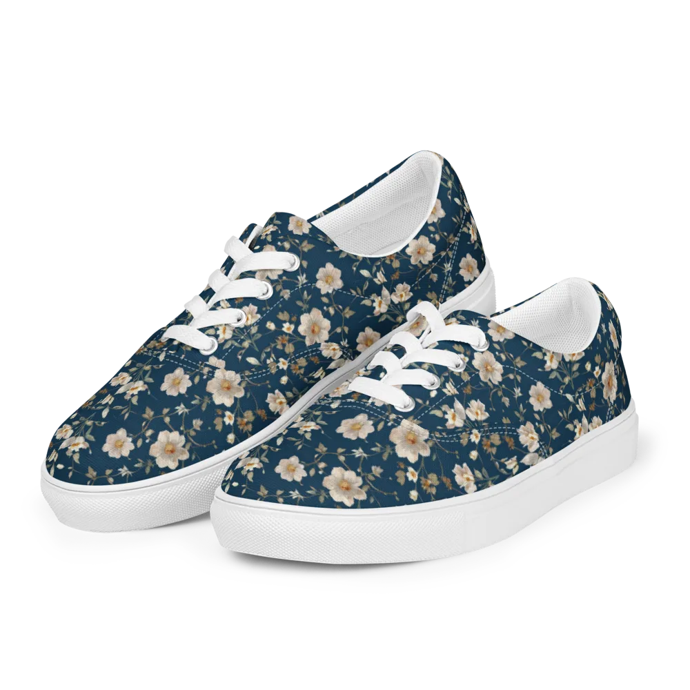 Navy Garden Reverie on Men's Lace-Up Canvas Shoes — Left Front