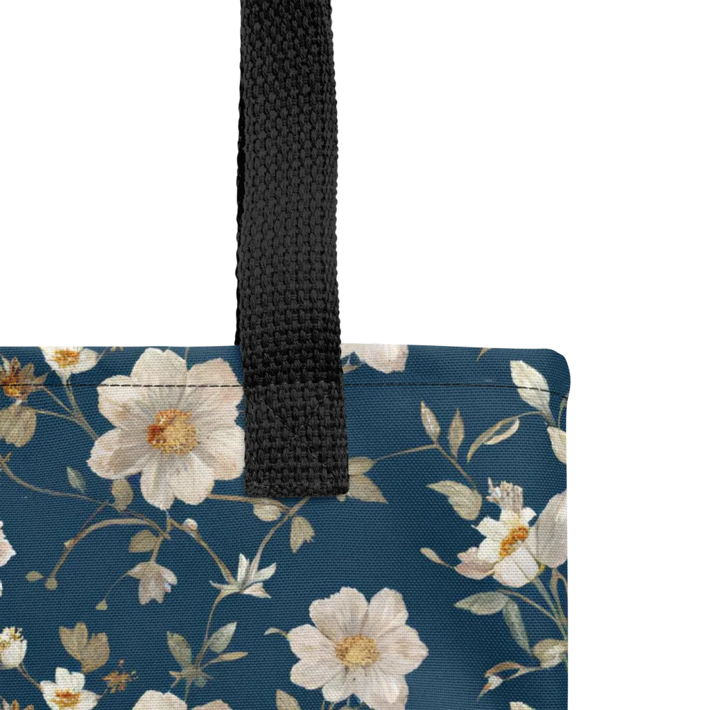 Navy Garden Reverie on Tote Bag — Product details