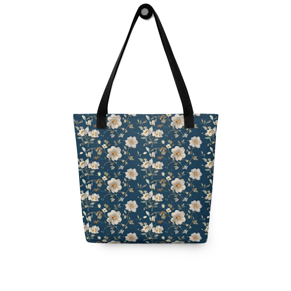 Navy Garden Reverie on Tote Bag — Front
