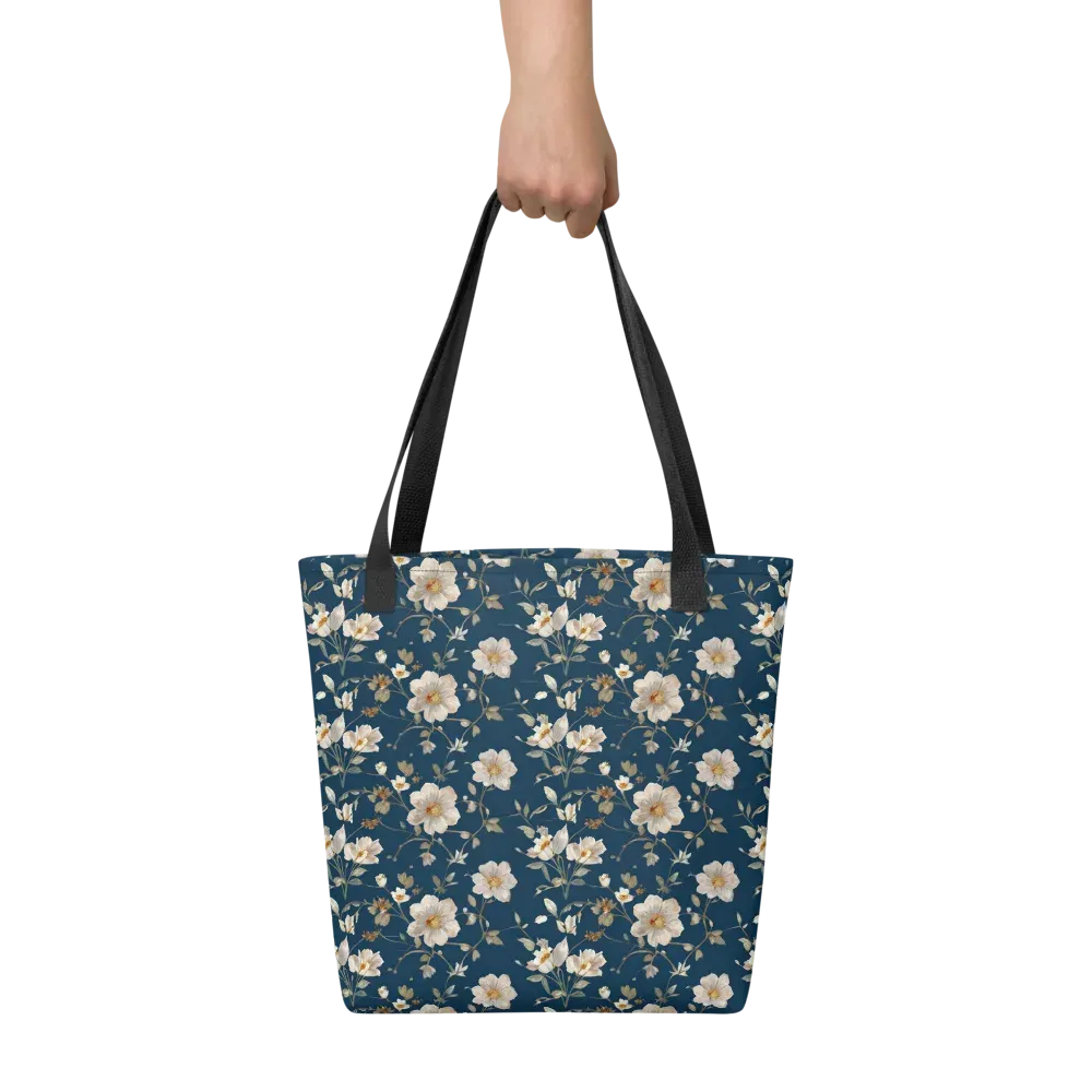 Navy Garden Reverie on Tote Bag — Front