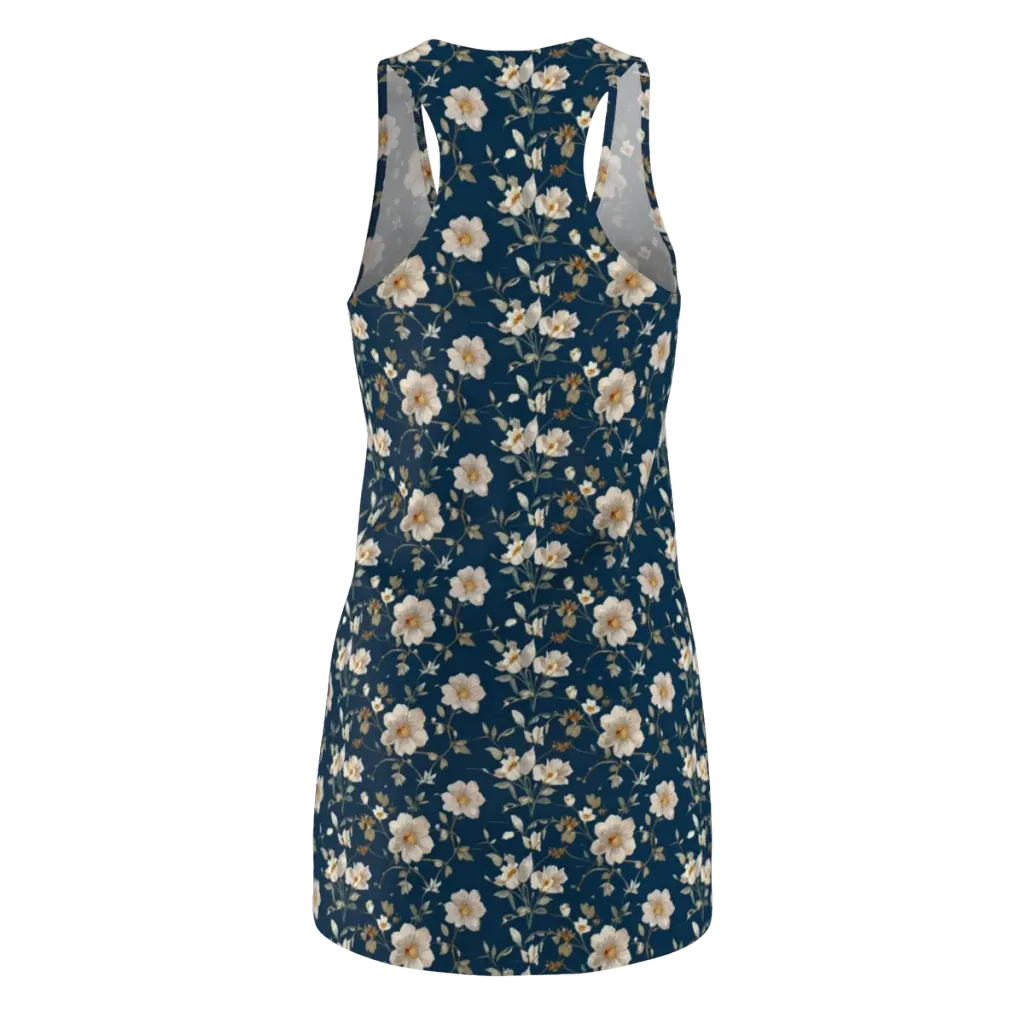 Navy Garden Reverie on Racerback Dress — Back