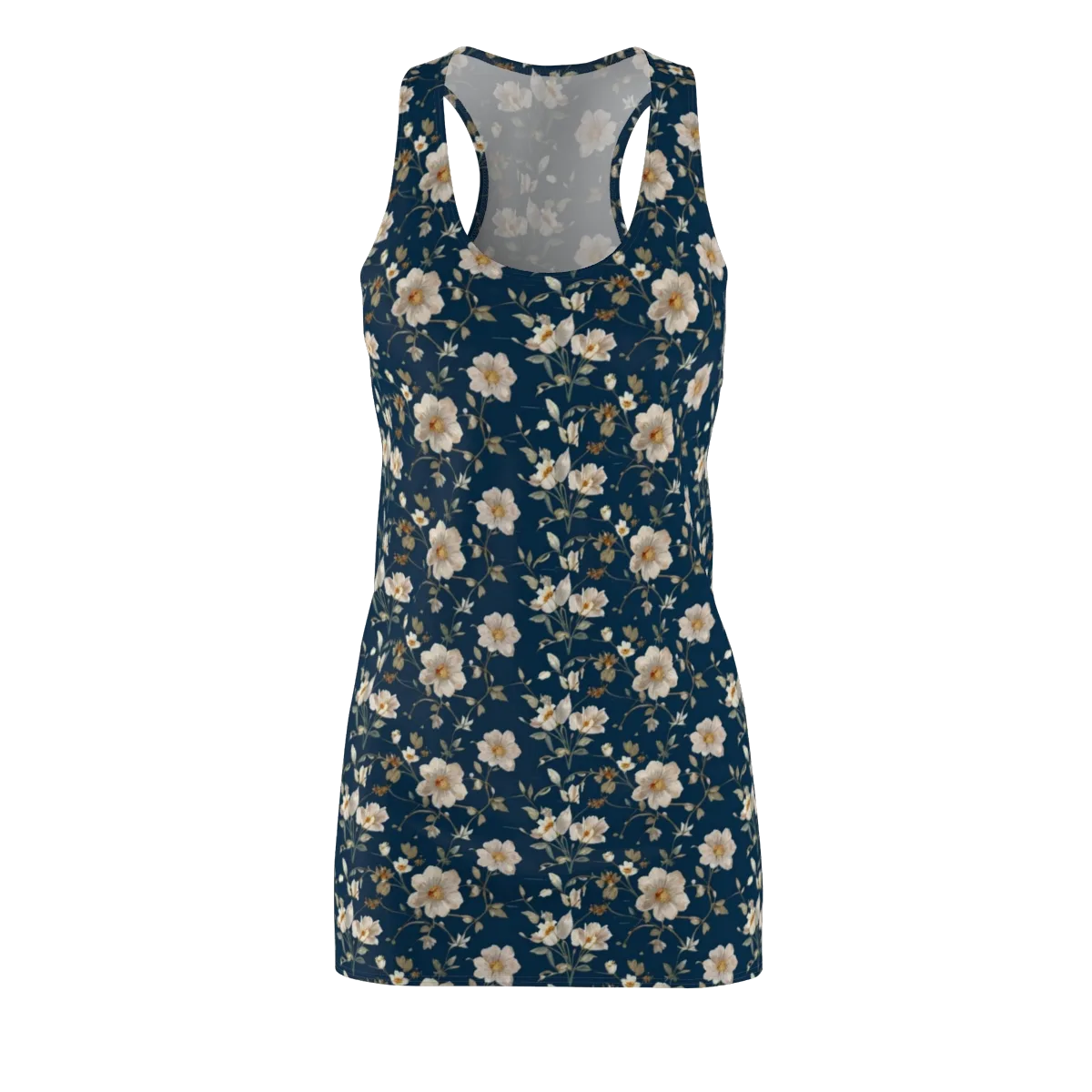 Navy Garden Reverie on Racerback Dress — Front