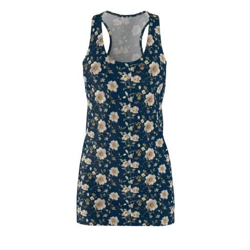 Navy Garden Reverie on a Racerback Dress
